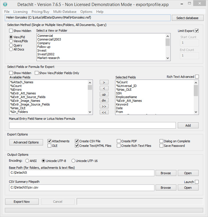 DetachIt Main Screen